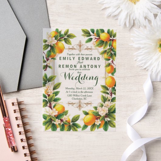 Invitations En Vélin Mariage d'élégance d'été méditerranéen (Mariage)