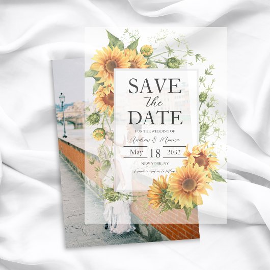Invitations En Vélin Mariage Des Fleurs De Soleil Enregistrer La Date P