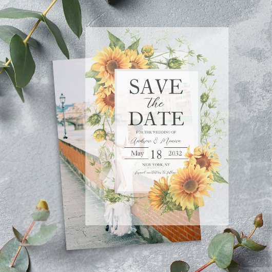 Invitations En Vélin Mariage Des Fleurs De Soleil Enregistrer La Date P