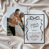 Invitations En Vélin Mariage d'esquisse de ruban à ruban à main