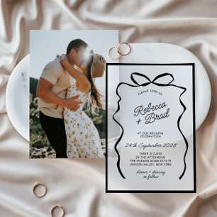 Invitations En Vélin Mariage d'esquisse de ruban à ruban à main