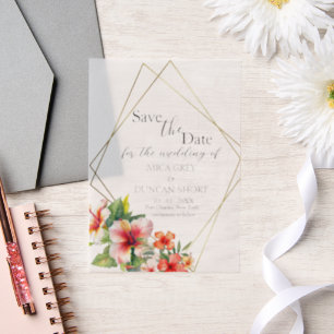 Invitations En Vélin Mariage d'Hibiscus tropical Enregistrer la date