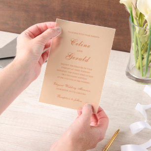 Invitations En Vélin Mariage Élégant aux Pêches Classiques