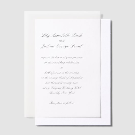 Invitations En Vélin Mariage élégant classique Lily (Compenser)