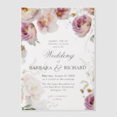 Invitations En Vélin Mariage Elegant Fleur sauvage rose Aquarelle (Recto)