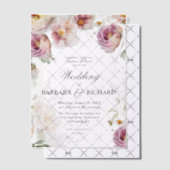 Invitations En Vélin Mariage Elegant Fleur sauvage rose Aquarelle (Décalage (Invitation))