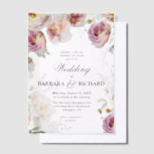 Invitations En Vélin Mariage Elegant Fleur sauvage rose Aquarelle (Compenser)