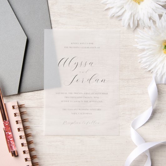 Invitations En Vélin Mariage Élégant Formel Classique (Mariage)