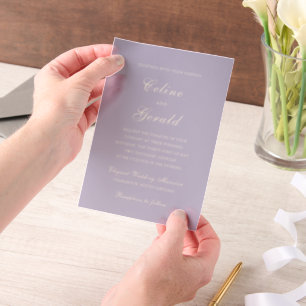 Invitations En Vélin Mariage Élégant Lilas Classique