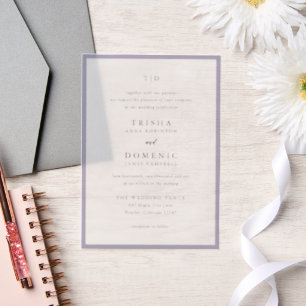 Invitations En Vélin Mariage Élégant Moderne Monogramme Lilas