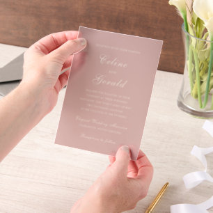 Invitations En Vélin Mariage élégant rose Celine