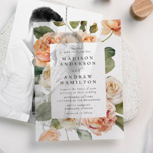 Invitations En Vélin Mariage Élégant Rose Pêche