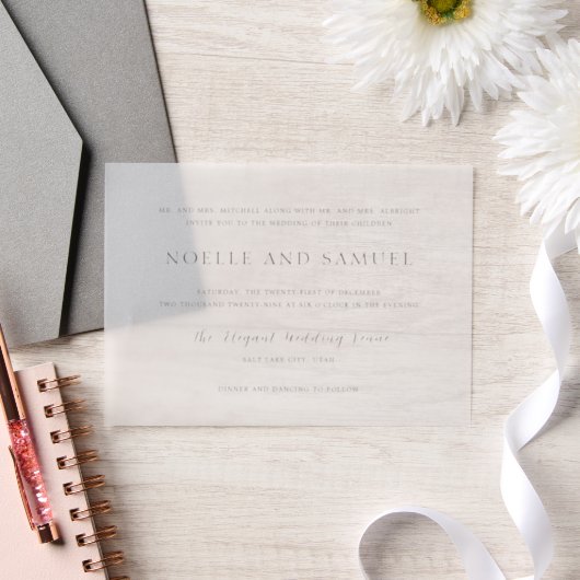 Invitations En Vélin Mariage Élégant Simple (Mariage)