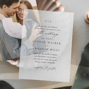 Invitations En Vélin Mariage Élégant Simple Calligraphie