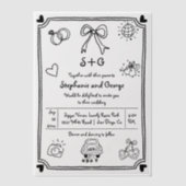 Invitations En Vélin Mariage fantaisiste gribouillé à la main (Recto)