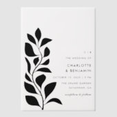 Invitations En Vélin Mariage Feuille de la Botanique Noire moderne (Recto)