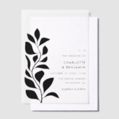 Invitations En Vélin Mariage Feuille de la Botanique Noire moderne (Compenser)