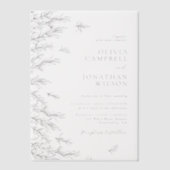 Invitations En Vélin Mariage Feuille minimaliste noir moderne (Recto)