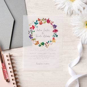 Invitations En Vélin Mariage Fleur de Prairie Jaune Moutarde Violet Pri