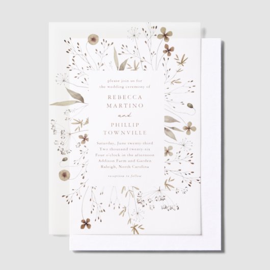 Invitations En Vélin Mariage Fleur sauvage peint à la main élégant (Compenser)