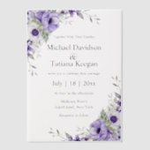 Invitations En Vélin mariage fleurs violettes aquarelle élégantes (Recto)