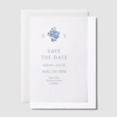 Invitations En Vélin Mariage Floral bleu et blanc (Compenser)