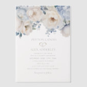 Invitations En Vélin Mariage floral bleu foncé (Recto)