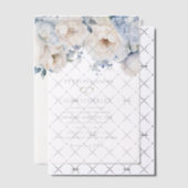 Invitations En Vélin Mariage floral bleu foncé (Décalage (Invitation))