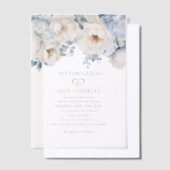 Invitations En Vélin Mariage floral bleu foncé (Compenser)