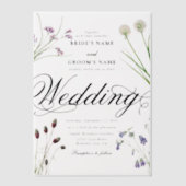 Invitations En Vélin Mariage floral Fleur sauvage acrylique clair (Recto)