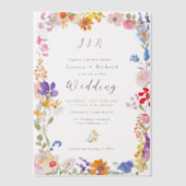 Invitations En Vélin Mariage floral Fleur sauvage romantique (Recto)