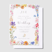 Invitations En Vélin Mariage floral Fleur sauvage romantique (Compenser)