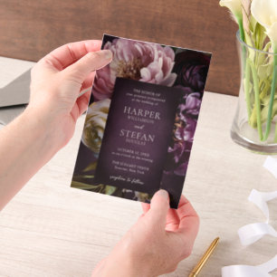 Invitations En Vélin Mariage Floral Maximaliste Violet Élégant