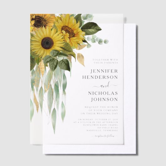 Invitations En Vélin Mariage floral moderne (Compenser)