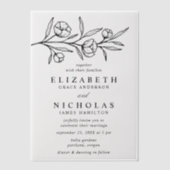 Invitations En Vélin Mariage floral noir esquissé (Recto)