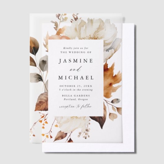 Invitations En Vélin Mariage floral rustique d'automne (Compenser)