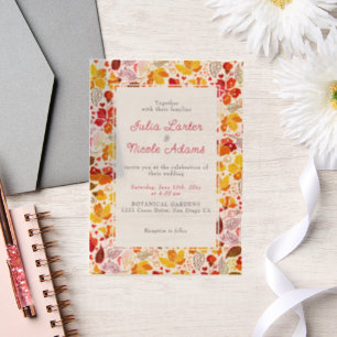 Invitations En Vélin Mariage Floral Tropical Hibiscus Orange Brûlé