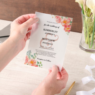 Invitations En Vélin Mariage floral vert rose botanique