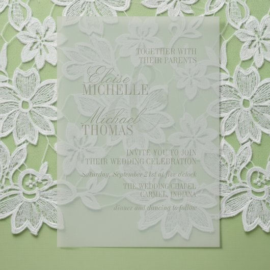 Invitations En Vélin Mariage Formel Moderne Écriture Vert Sauge