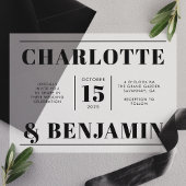 Invitations En Vélin Mariage horizontal noir gras moderne