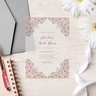 Invitations En Vélin Mariage Luxueux Métallisé Pailleté Géométrique