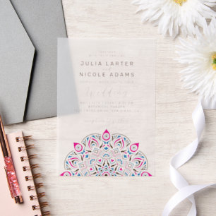 Invitations En Vélin Mariage Mandala Classique Ovale Variante du Pacifi