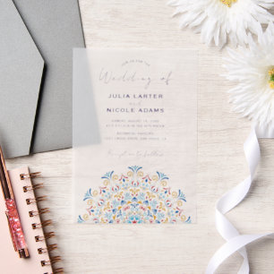 Invitations En Vélin Mariage mandala de crête de culture folklorique tr