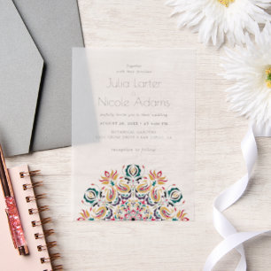 Invitations En Vélin Mariage Mandala Floral de la Source Murmurante