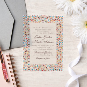 Invitations En Vélin Mariage Mandala Floral Fantaisiste Orange Turquois