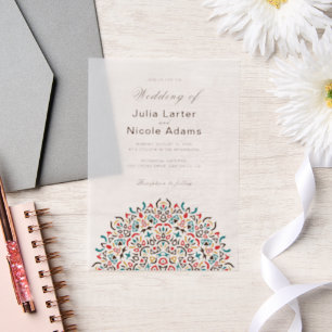 Invitations En Vélin Mariage Mandala Géométrique en Treillis Marocain