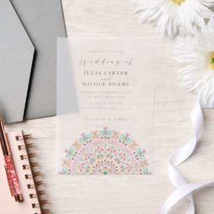 Invitations En Vélin Mariage Mandala Rétro Terrain Mexicain Florissant