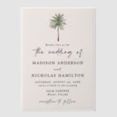 Invitations En Vélin Mariage minimal de palmiers (Recto)