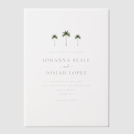 Invitations En Vélin Mariage minimal élégant avec palmier (Recto)