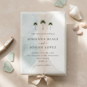 Invitations En Vélin Mariage minimal élégant avec palmier